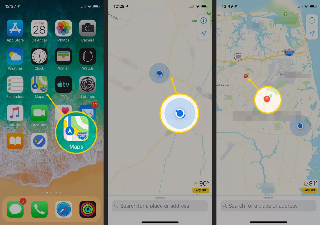 Drop a Pin on iPhone in Apple Maps
