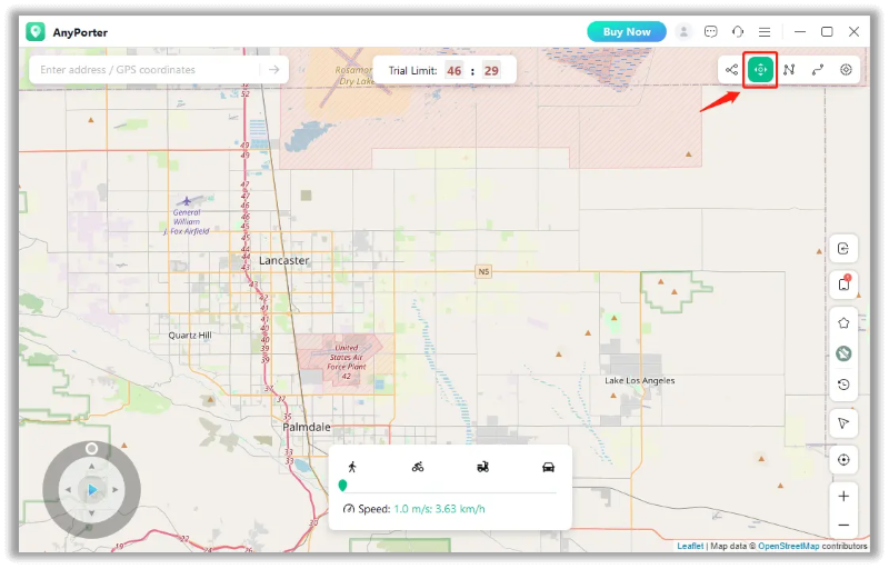 How to Change GPS with Virtual Joystick AnyPorter