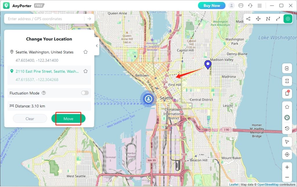 How to change the location on an iPhone in AWZ AnyPorter safely