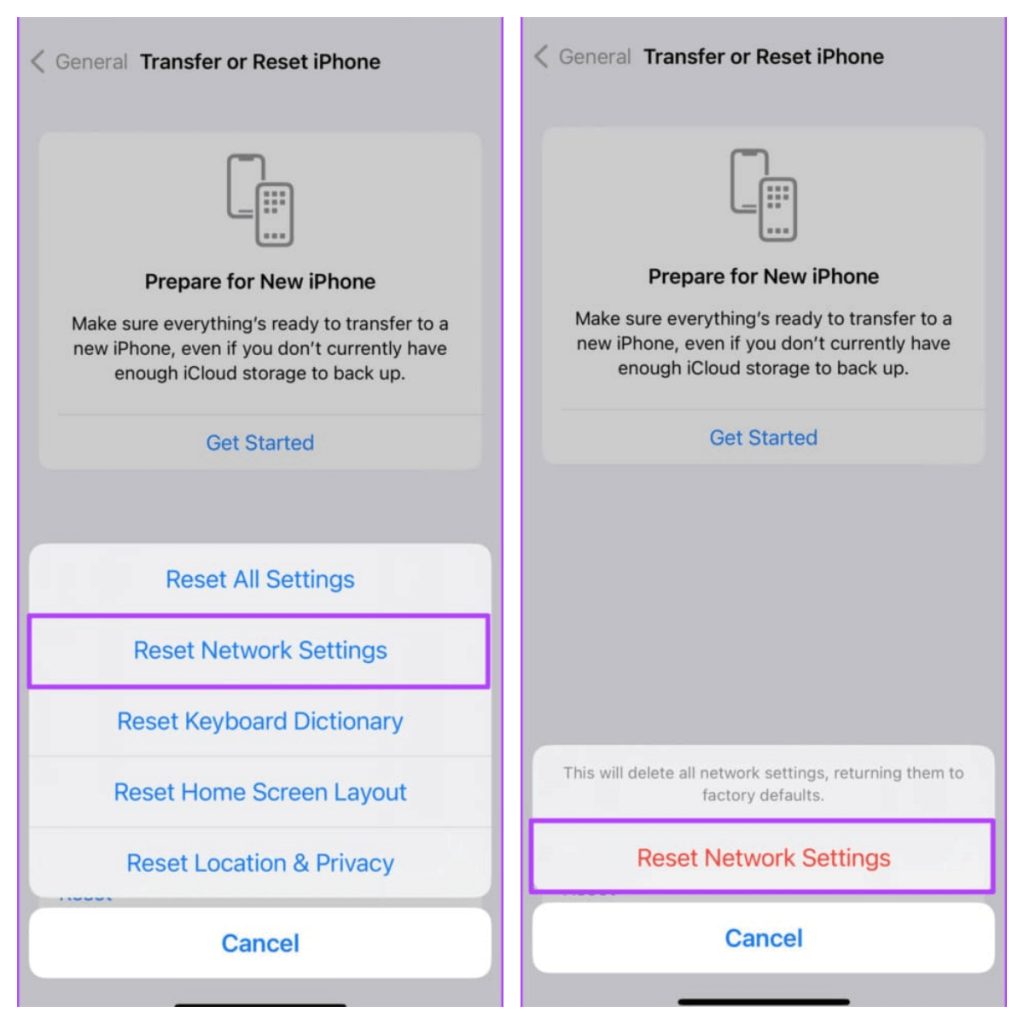 Reset the Network Settings