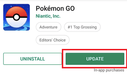 Pokémon Go Outdated App Version