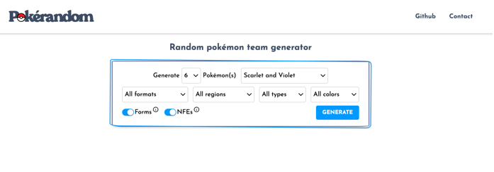 Pokérandom random Pokemon generator