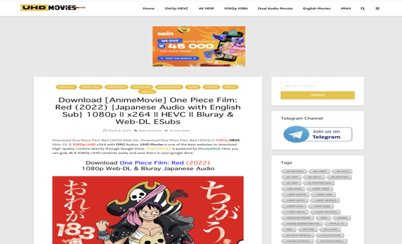 UHDMovies anime download website